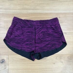 SOLD Lululemon Women's Black and Purple Reversible Shorts